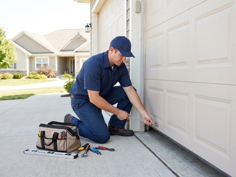 Door-bottom hardware being inspected from outside